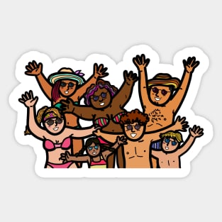 Group of diversity multi-ethnic people on beach summer vacation Sticker